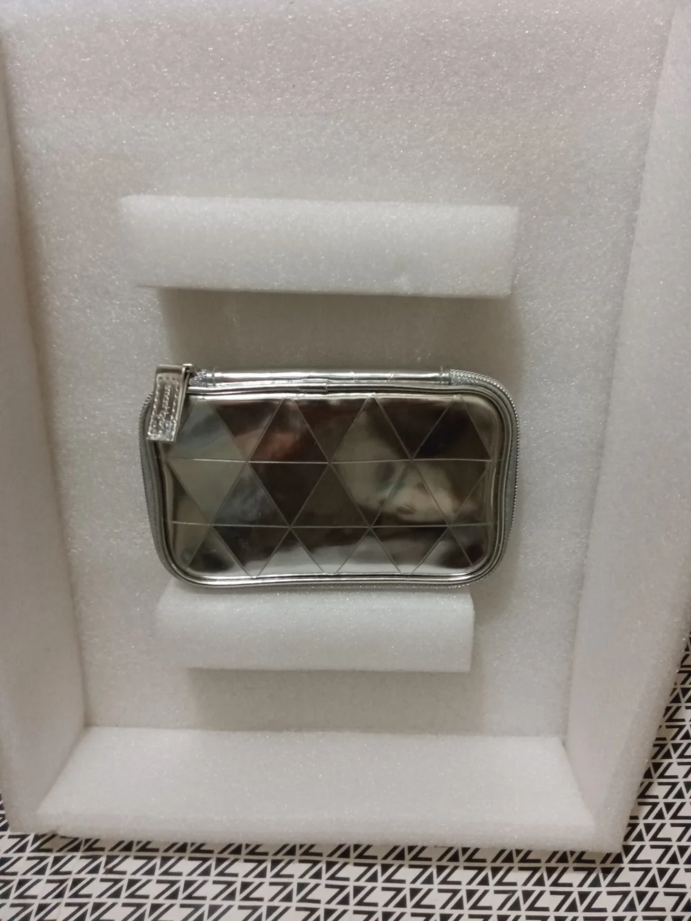 Smashbox Silver Quilted Metallic Makeup Pouch